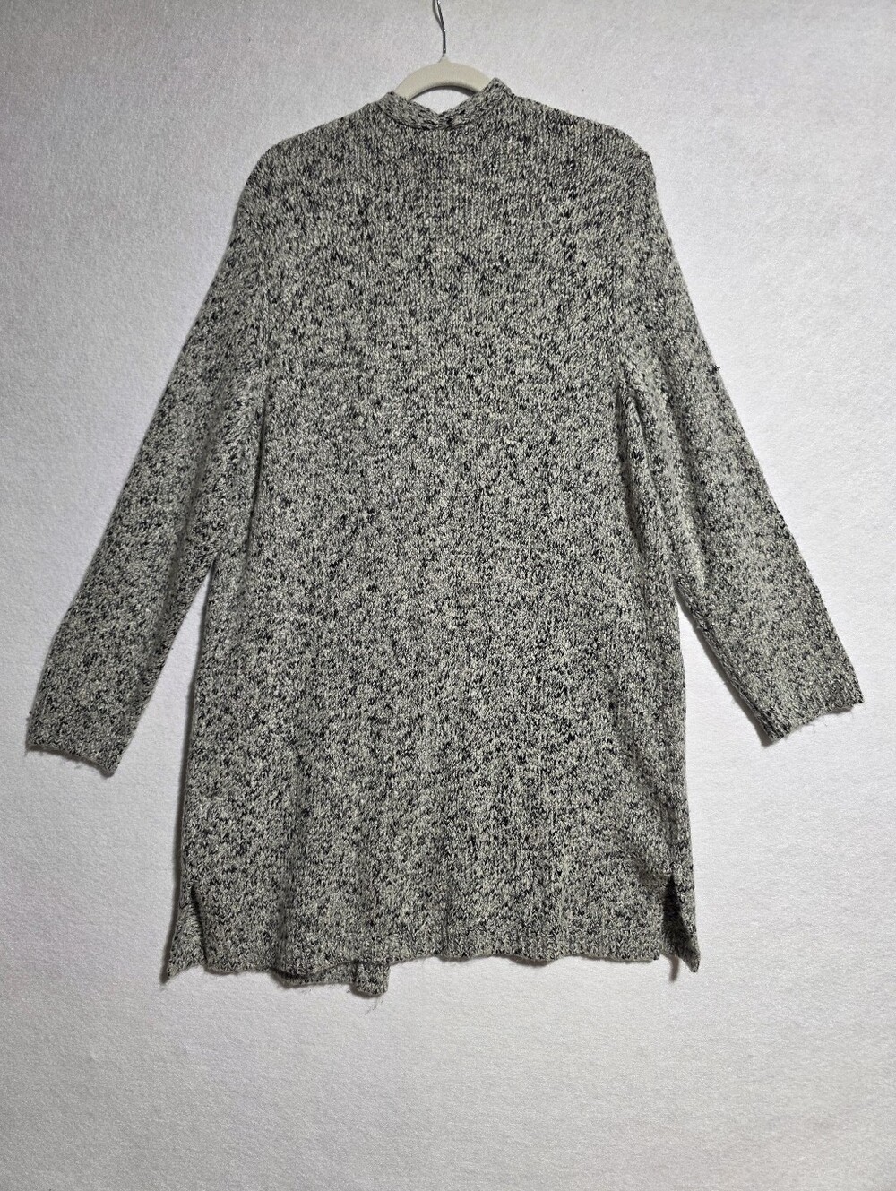 PURE JILL MARLED OPEN FRONT LONG CARDIGAN SWEATER GRAY BLACK SZ L - Picture 3 of 12